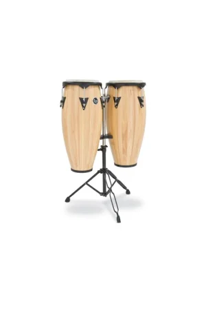 Latin Percussion LP646NY-AW - Set de Congas 10" et 11" CITY Natural Wood avec stand double - Qualité supérieure