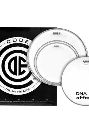 Qualité professionnelle | Code Drumheads Set de peaux TOM PACK GENERATOR Transparente STANDARD 12" 13" 16" + Caisse claire 14" DNA Sablée