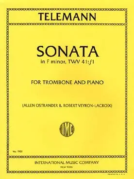 Telemann G.p. Sonate FA Majeur Trombone - Satisfait ou remboursé