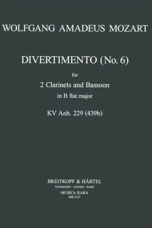 Mozart W.a. Divertimento KV Anh 229 N°6 Clarinettes | Profitez-en maintenant