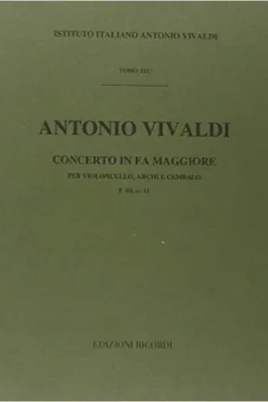Livraison rapide - Vivaldi A. Concerto FA Majeur F.iii N°11 Violoncelle et Cordes Conducteur