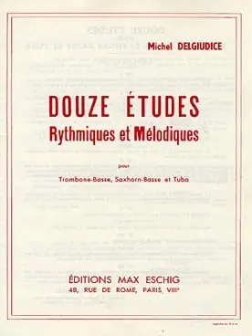Delgiudice M. Douze Etudes Rythmiques et Melodiques Trombone Basse, Tuba - Bon plan