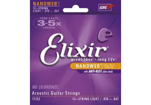 Retour facile | Jeu de Cordes Acoustique Elixir Nanoweb 10/47 REF:11152