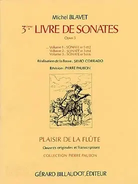 Disponible à la commande - Blavet M. 3ME Livre de Sonates OP 3 Vol 1 Flute