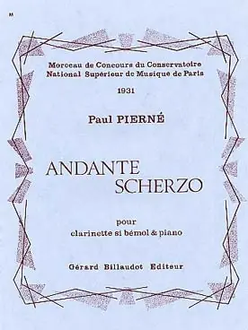 Achetez en ligne | Pierne G. Andante et Scherzo Clarinette