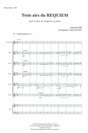 Faure G./telman A. Airs de Requiem Trompettes | Remise supplémentaire